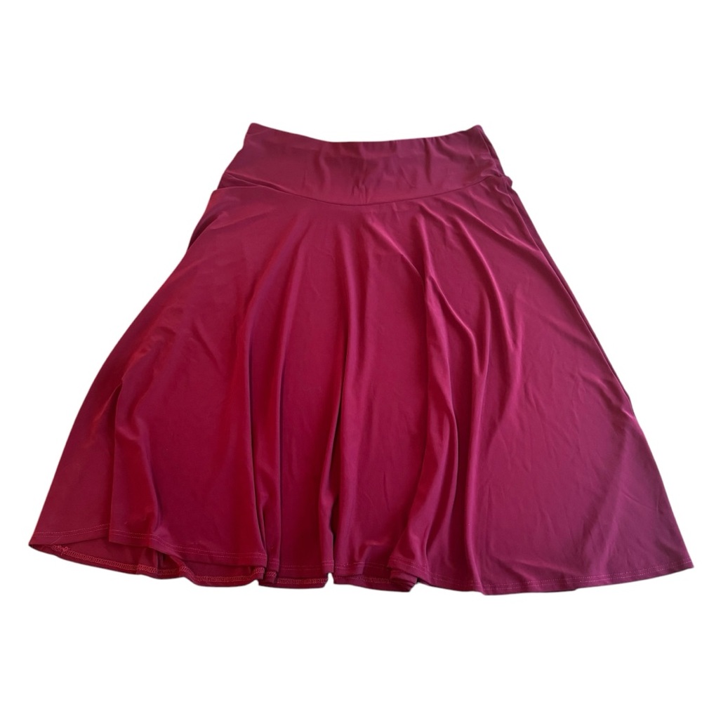 Red Stretchy Flare Skirt Size L Burgundy Maroon